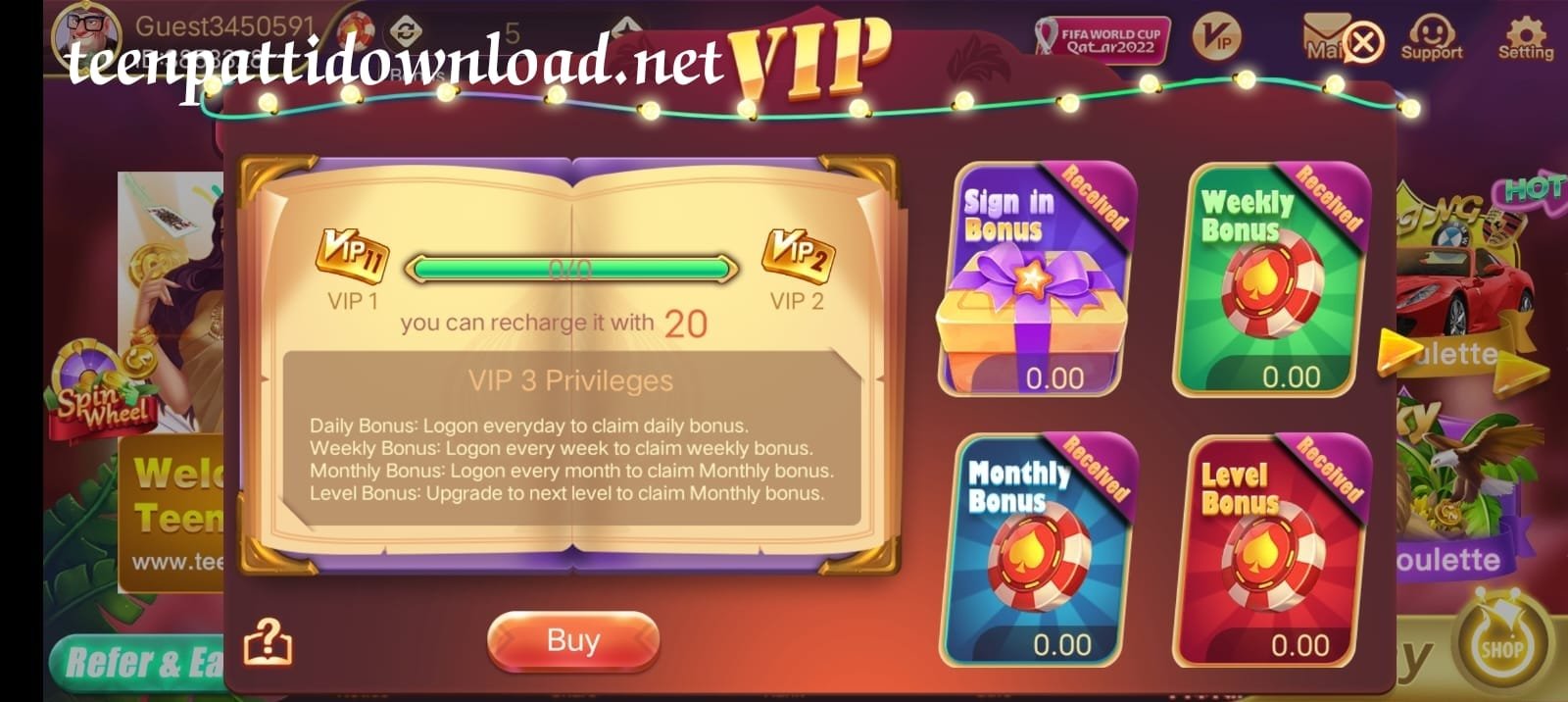 “Rummy East” Apk VIP Bonus Program