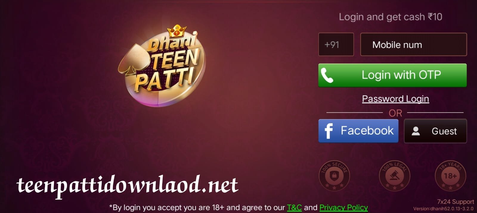 Register A New Account On Teen Patti Dhani Application