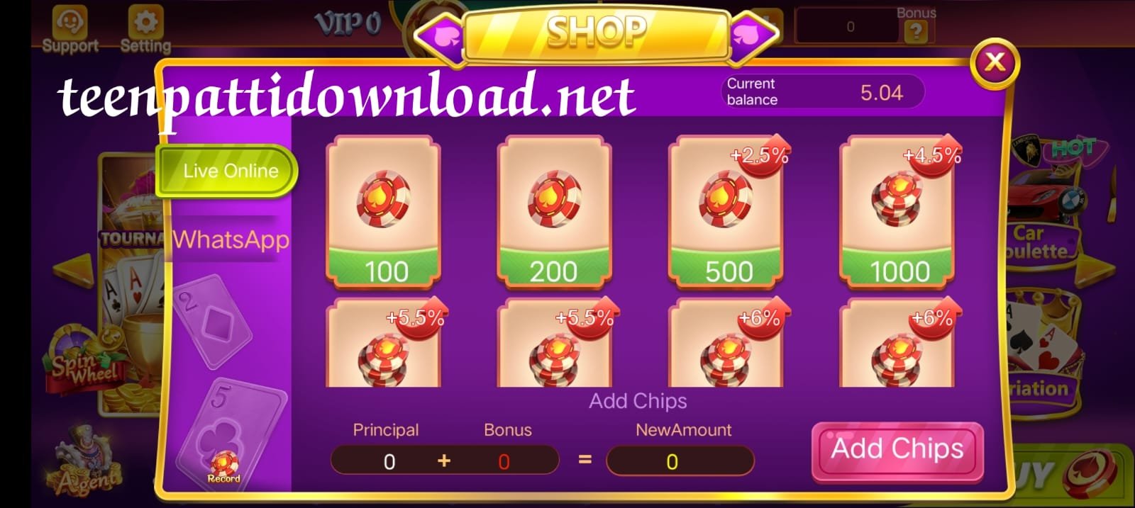 Add Money Teen Patti Live App