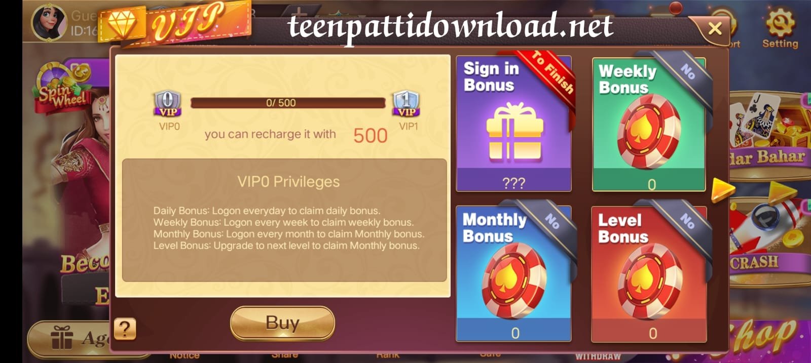 VIP Program In Rummy Royally Application 