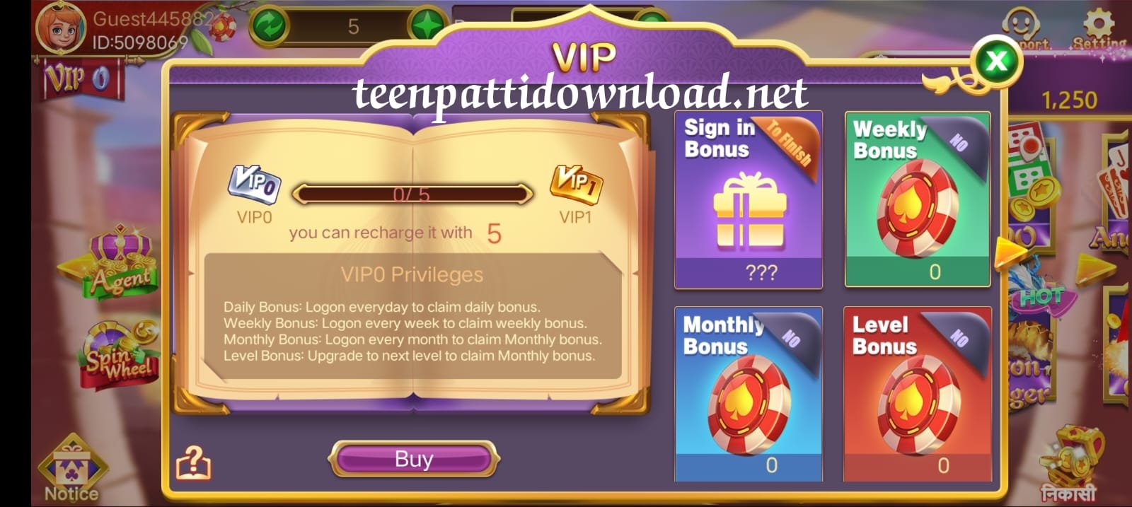 VIP Program In Rummy Hello Apk